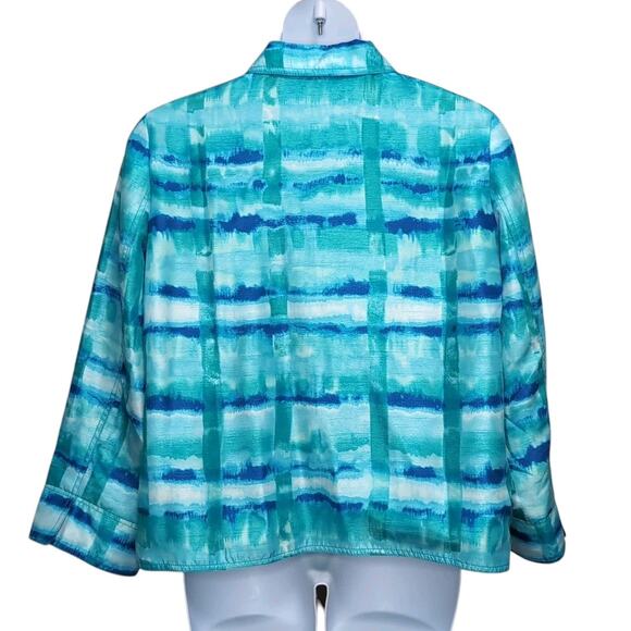 Susan Graver Lined Jacket Women's Plus Size 1X Blue Watercolor Pockets - Picture 3 of 13